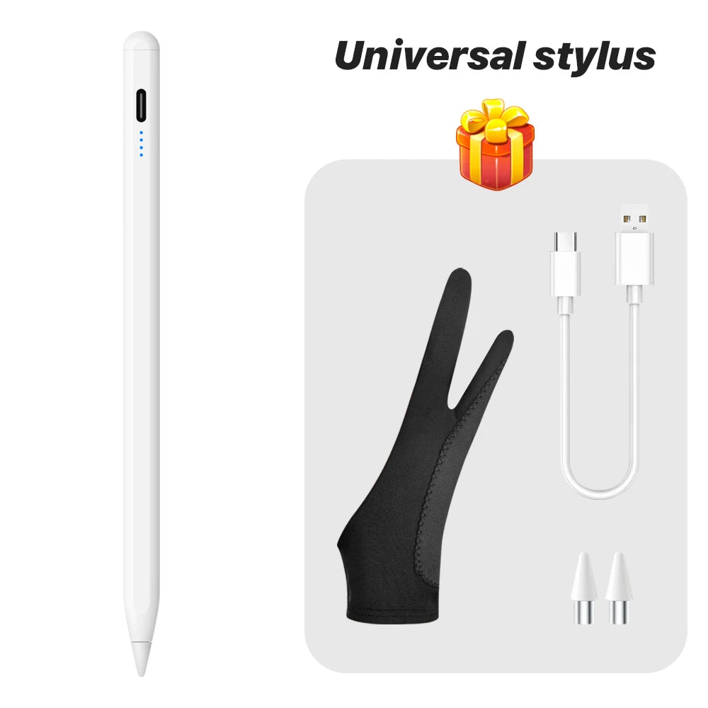 Caneta Stylus Magnética Universal QUKAM — 4 LEDs, USB-C, Sem Bluetooth e 2 Pontas