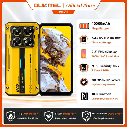 OUKITEL WP60 5G — Smartphone Robusto 7,2″, 48 GB + 512 GB