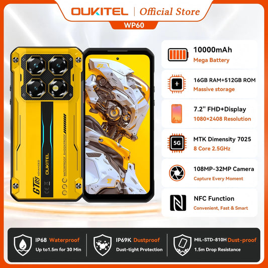 OUKITEL WP60 5G — Smartphone Robusto 7,2″, 48 GB + 512 GB