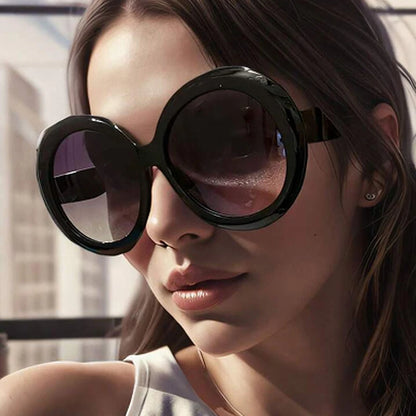 Óculos de Sol Femininos Oversized — Armação Redonda e UV400