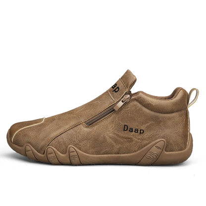 Mocassins Masculinos de Couro com Fecho de Zíper