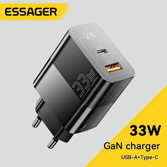 Carregador USB-C Essager, carregamento rápido GaN Type-C PD