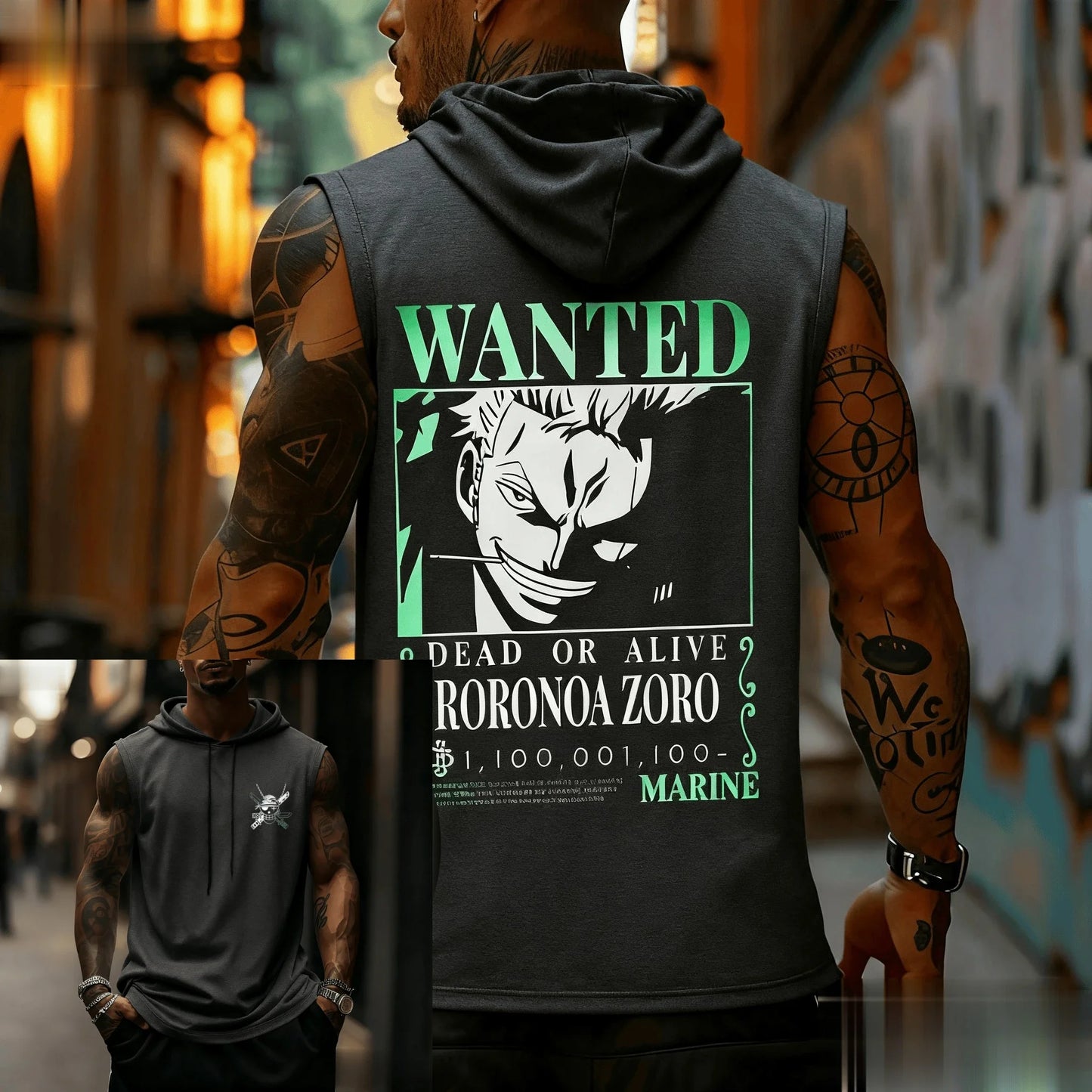 T-shirt regata masculina sem mangas com capuz
