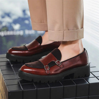 Mocassins de couro de sola grossa estilo britânico