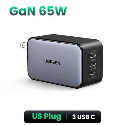 Carregador de 65w, 4 portas usb c